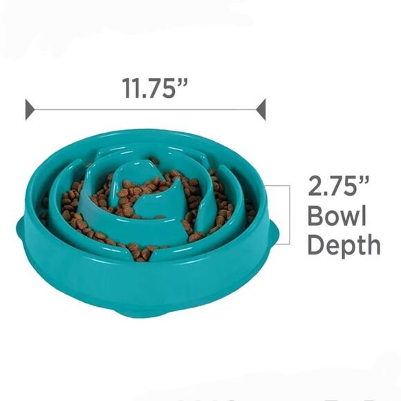NWT Outward Hound Slo Bowl Turquoise Blue LARGE Slow Feeder Anti Bloat Dog Bowl - Picture 6 of 9